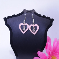 Ohrring Herz rosa Holz