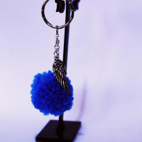 Schlüsselanhänger Bommel blau