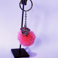 Schlüsselanhänger Bommel rosa